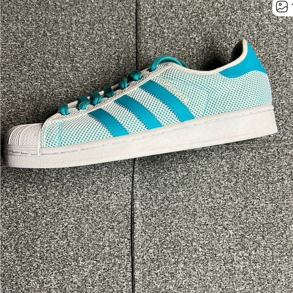 Adidas Turquoise and White Mesh Sneakers